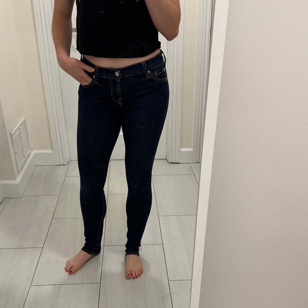 7 For All Mankind Women's Deep Indigo Skinny Jeans